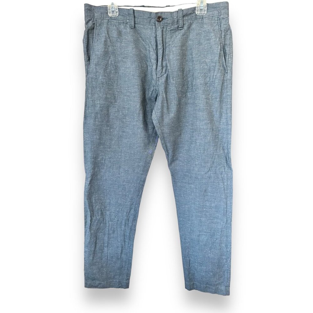 J. Crew 484 Blue Linen Blend Slim Pants cotton coastal preppy